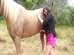 Perverse Harlot Worships Horse Outdoor – Crazy Sex Video