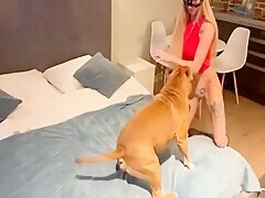 Perfect Pussy Teases & Rides Dog