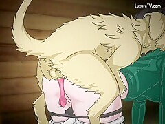 Anime clip dog has sex with girl